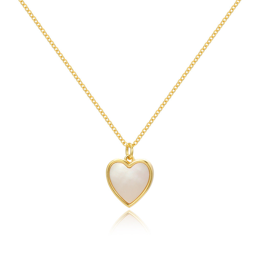 Luxury Shell Jewelry Gift Women’s Gold Plated Mother of Pearl Heart Necklace – Elegant Love Shape Pendant,