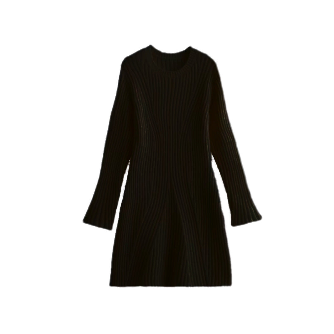 The Modern Contour" – Ribbed Knit A-Line Dress