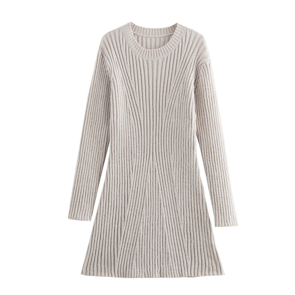 The Modern Contour" – Ribbed Knit A-Line Dress