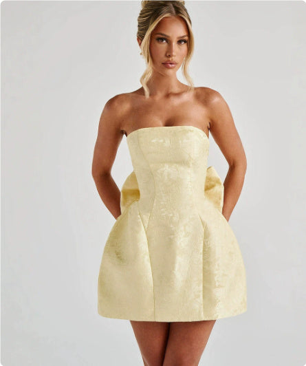 The Bow Muse – Women's Strapless Dress with Feminine Detail