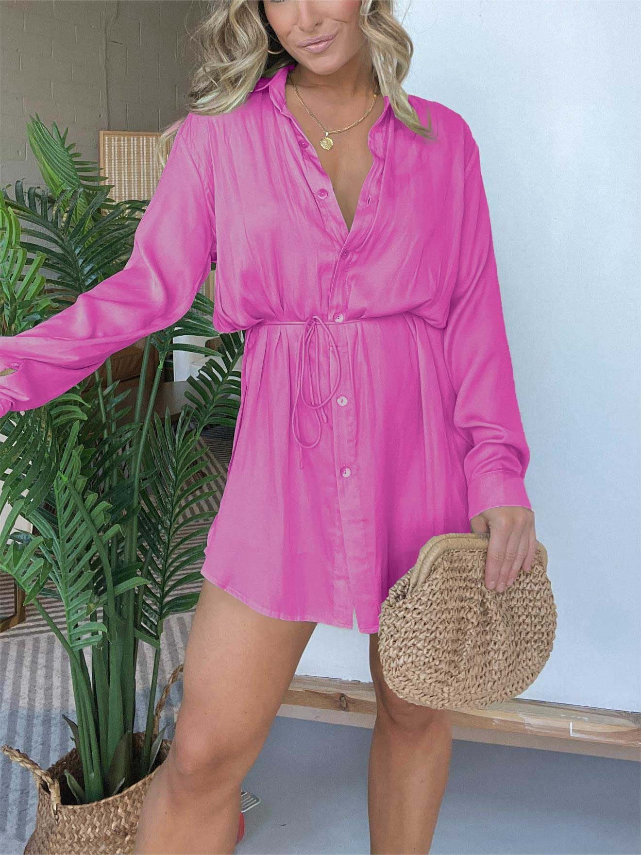 Muse in Motion – Artistic Long Sleeve Shirt Dress Jumpsuit