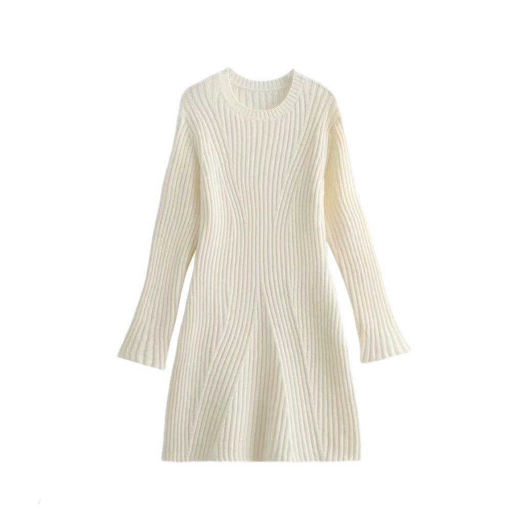 The Modern Contour" – Ribbed Knit A-Line Dress