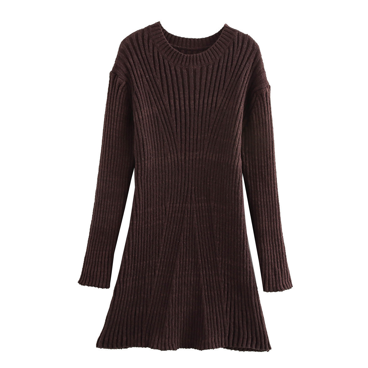 The Modern Contour" – Ribbed Knit A-Line Dress