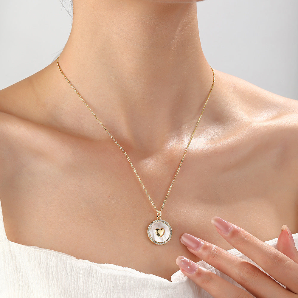 Luxury Shell Jewelry Gift Women’s Gold Plated Mother of Pearl Heart Necklace – Elegant Love Shape Pendant,