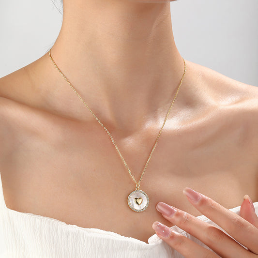 Luxury Shell Jewelry Gift Women’s Gold Plated Mother of Pearl Heart Necklace – Elegant Love Shape Pendant,