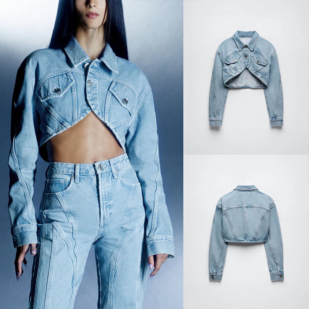 Fashion Short Jacket Straight Jeans For Women's