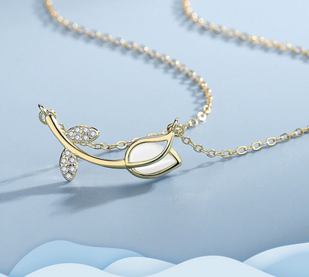 Sterling Silver 925 Tulip Necklace - Simple Rose Flower Pendant, Elegant Minimalist Jewelry Gift