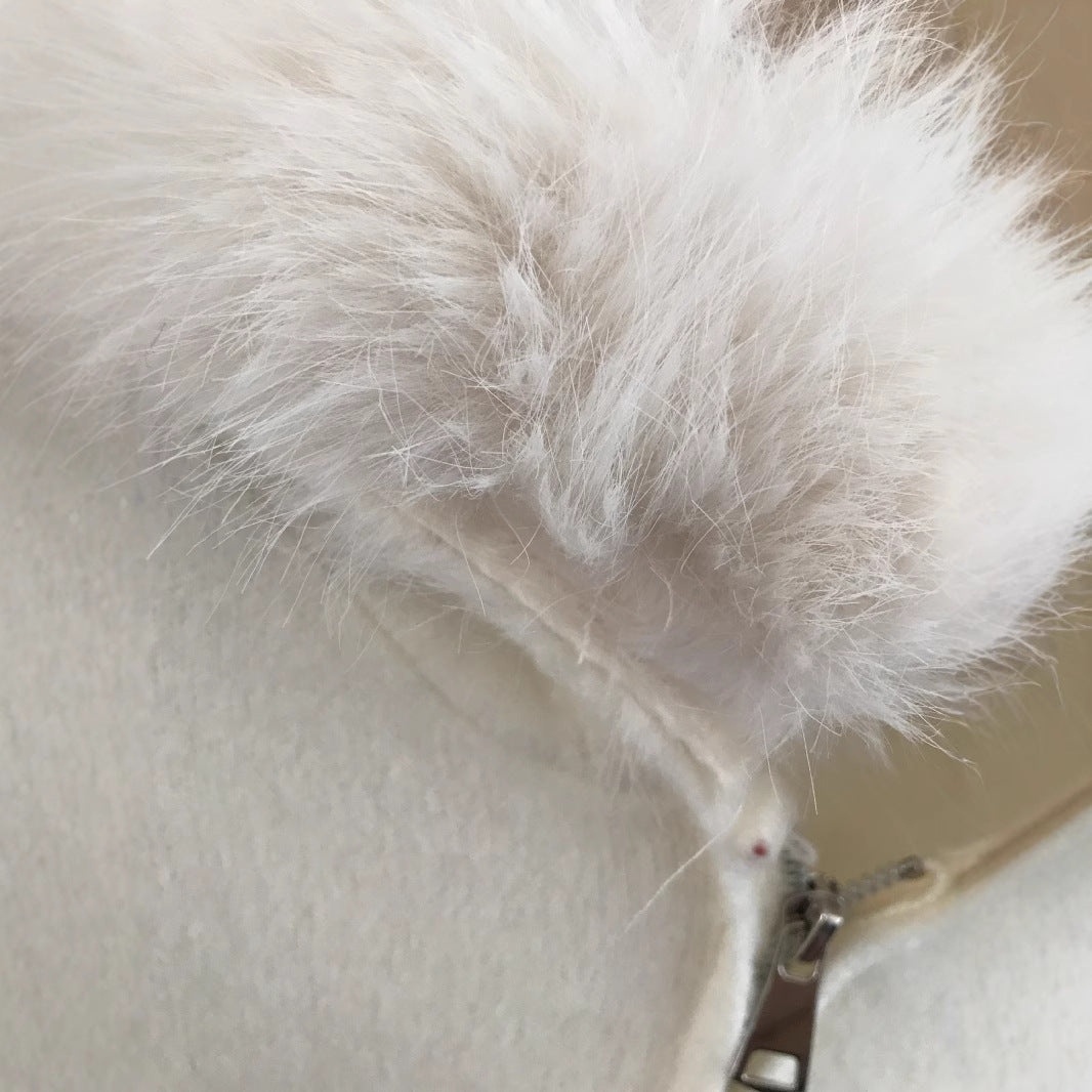 Women's High-grade Top Hooded Knitted Fur Collar Cardigan