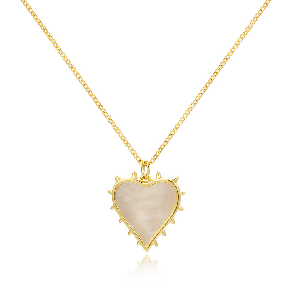 Luxury Shell Jewelry Gift Women’s Gold Plated Mother of Pearl Heart Necklace – Elegant Love Shape Pendant,