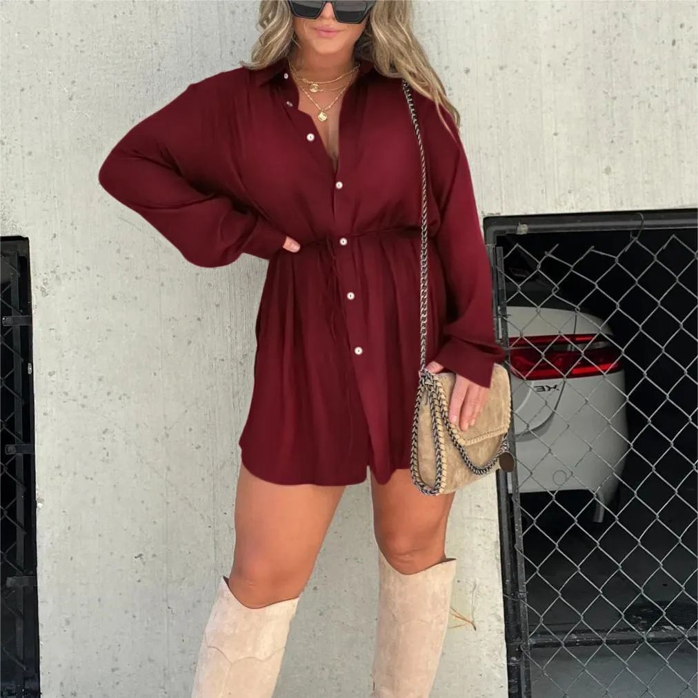 Muse in Motion – Artistic Long Sleeve Shirt Dress Jumpsuit