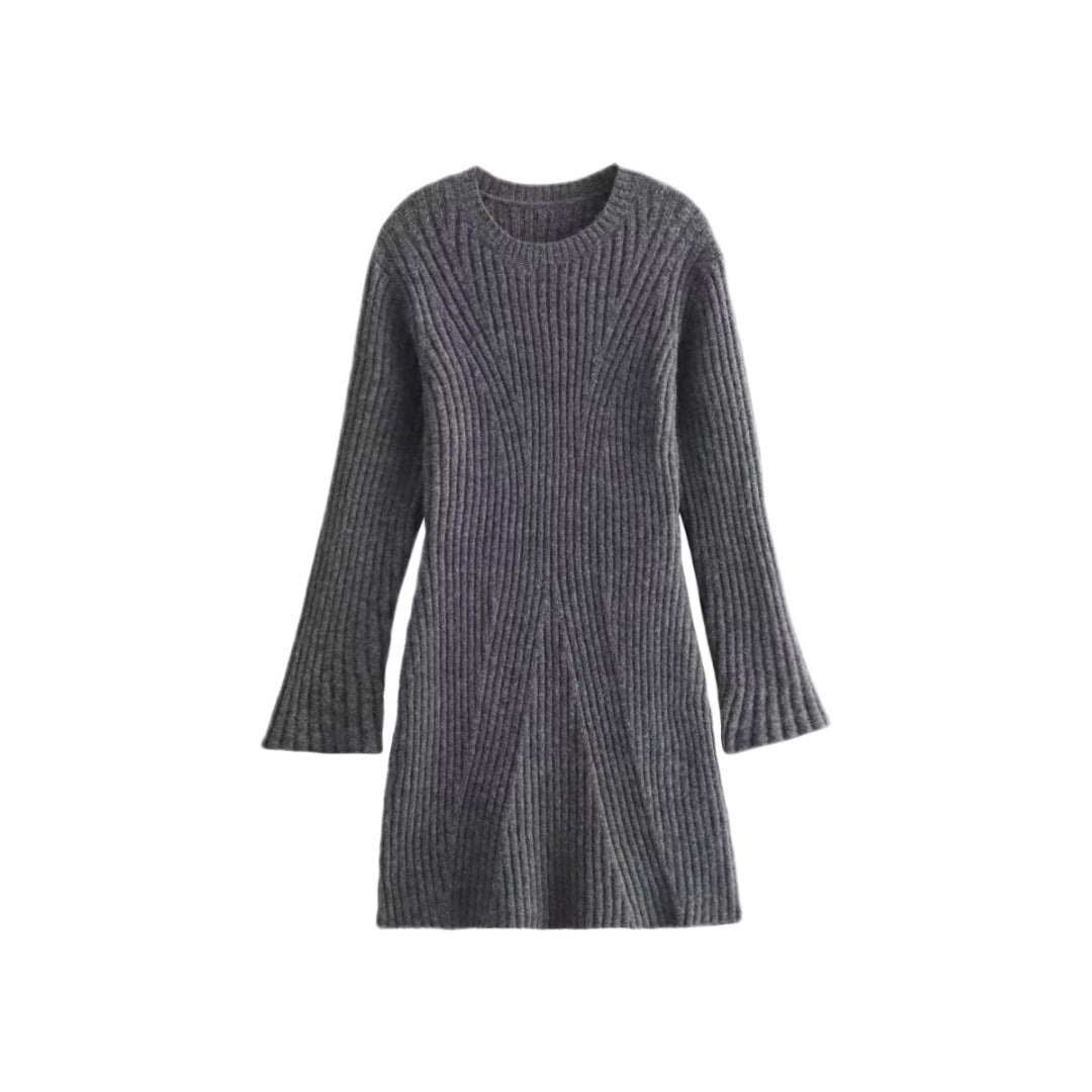 The Modern Contour" – Ribbed Knit A-Line Dress
