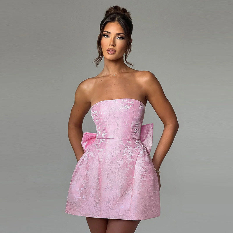 The Bow Muse – Women's Strapless Dress with Feminine Detail