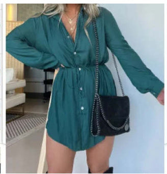 Muse in Motion – Artistic Long Sleeve Shirt Dress Jumpsuit