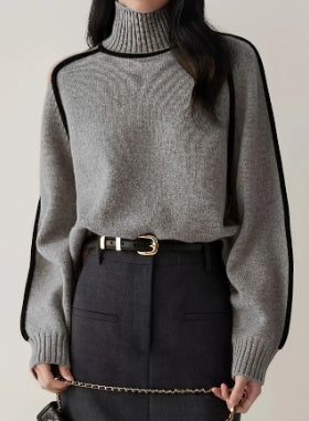Women’s Cozy Half Turtleneck Knit Pullover – Three-Dimensional Casual Sweater Top for Fall/Winter