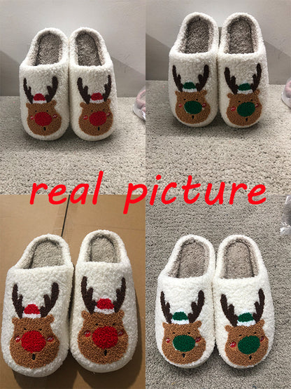 Warm Christmas Elk Bedroom Slippers