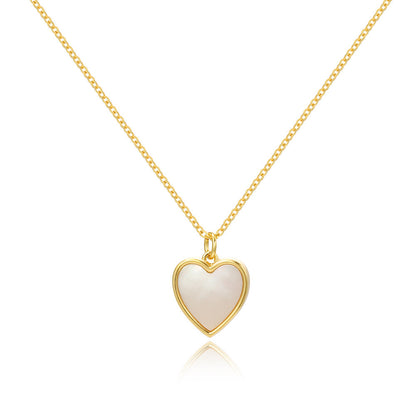 Luxury Shell Jewelry Gift Women’s Gold Plated Mother of Pearl Heart Necklace – Elegant Love Shape Pendant,