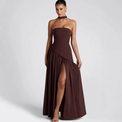 Women Irregular Tube Top Tied Dress