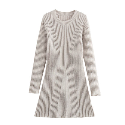The Modern Contour" – Ribbed Knit A-Line Dress