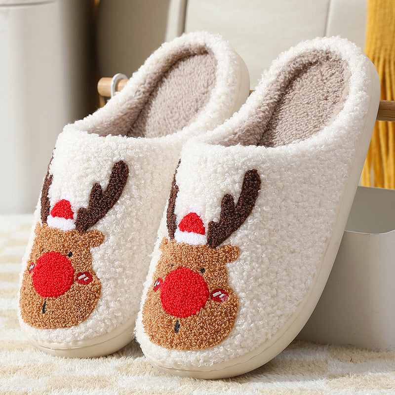 Warm Christmas Elk Bedroom Slippers