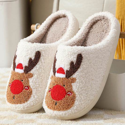Warm Christmas Elk Bedroom Slippers