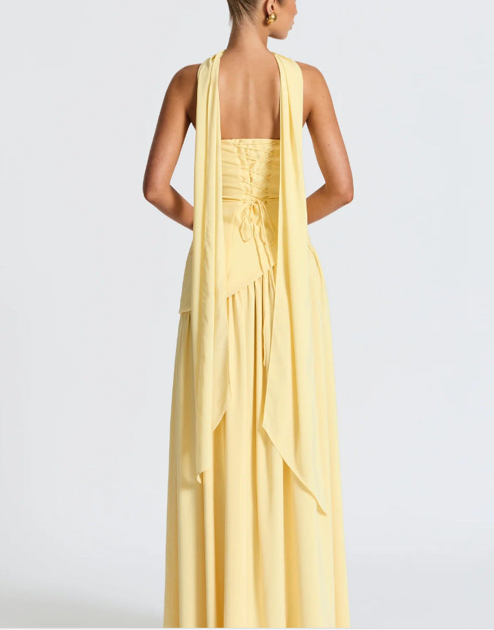 Women Irregular Tube Top Tied Dress