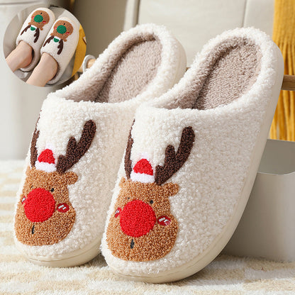 Warm Christmas Elk Bedroom Slippers