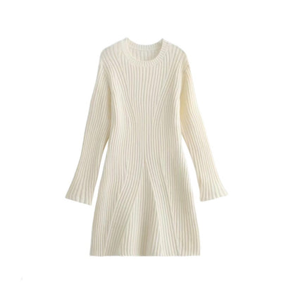 The Modern Contour" – Ribbed Knit A-Line Dress
