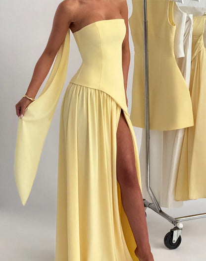 Women Irregular Tube Top Tied Dress