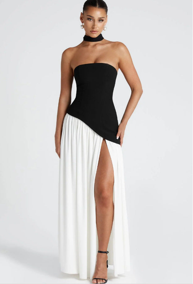 Women Irregular Tube Top Tied Dress