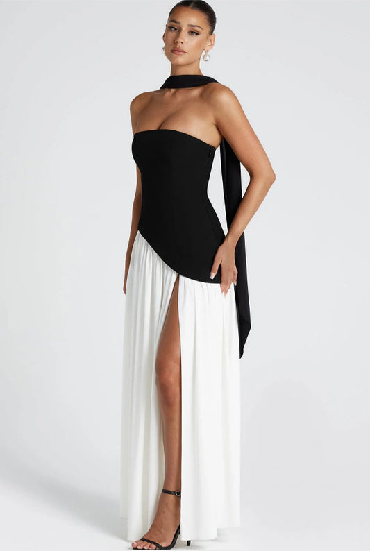 Women Irregular Tube Top Tied Dress
