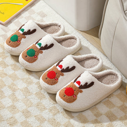 Warm Christmas Elk Bedroom Slippers