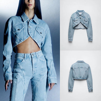 Fashion Short Jacket Straight Jeans For Women's