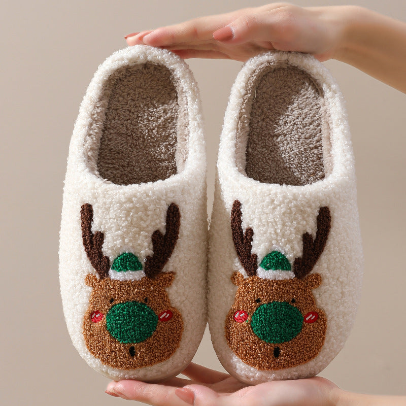 Warm Christmas Elk Bedroom Slippers