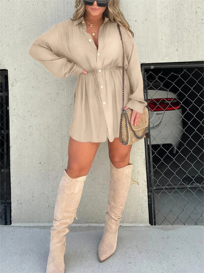 Muse in Motion – Artistic Long Sleeve Shirt Dress Jumpsuit