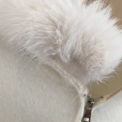 Women's High-grade Top Hooded Knitted Fur Collar Cardigan