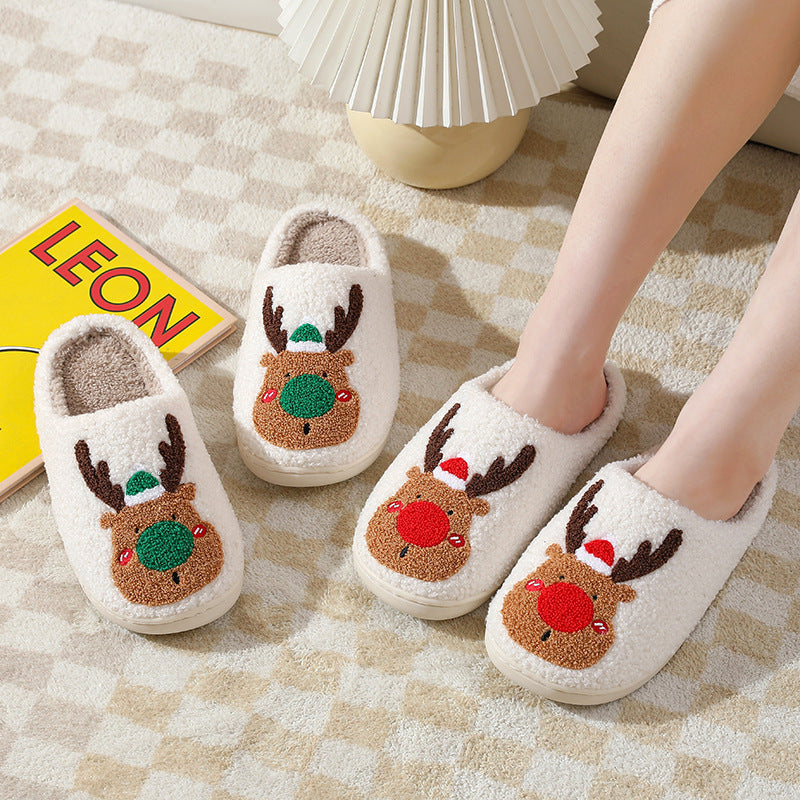 Warm Christmas Elk Bedroom Slippers