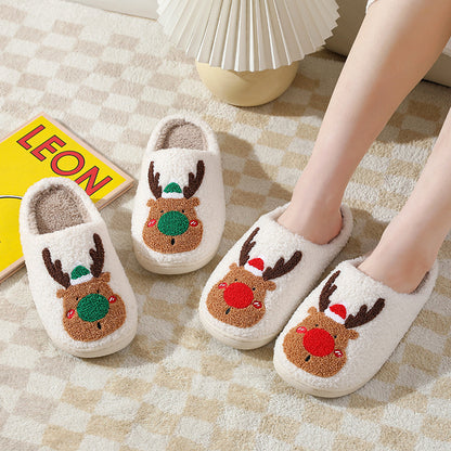 Warm Christmas Elk Bedroom Slippers