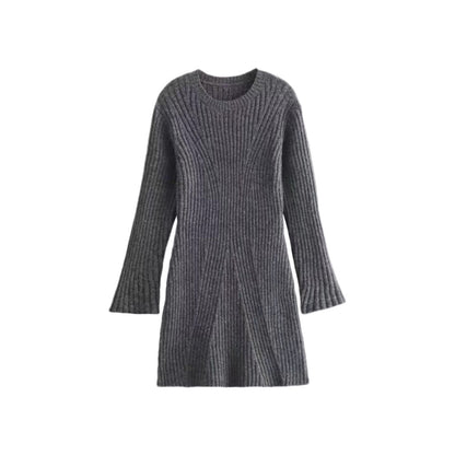 The Modern Contour" – Ribbed Knit A-Line Dress