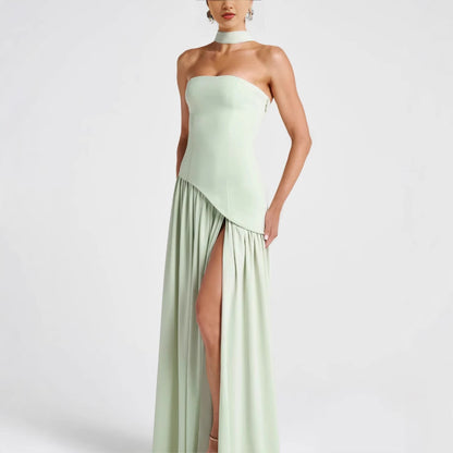 Women Irregular Tube Top Tied Dress