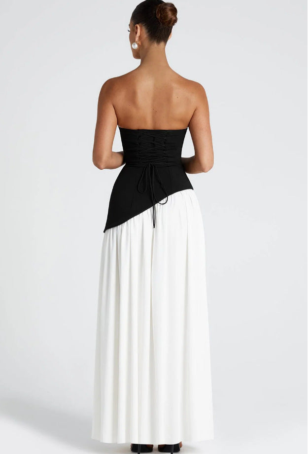 Women Irregular Tube Top Tied Dress