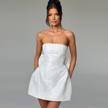 The Bow Muse – Women's Strapless Dress with Feminine Detail