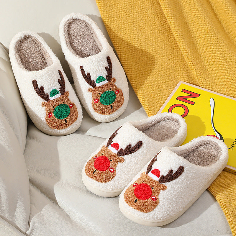 Warm Christmas Elk Bedroom Slippers