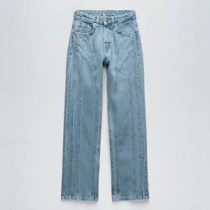 Fashion Short Jacket Straight Jeans For Women's