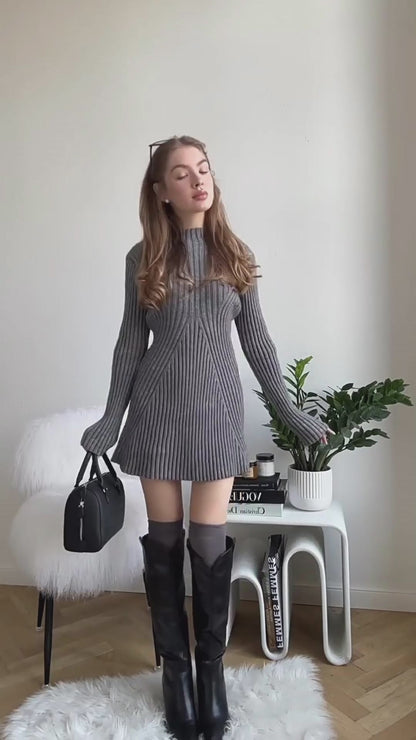 The Modern Contour – Ribbed Knit A-Line Dress
