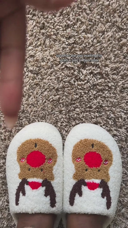 Warm Christmas Elk Bedroom Slippers