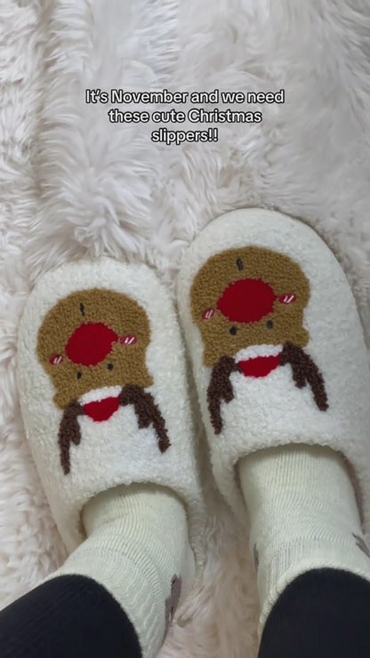 Warm Christmas Elk Bedroom Slippers